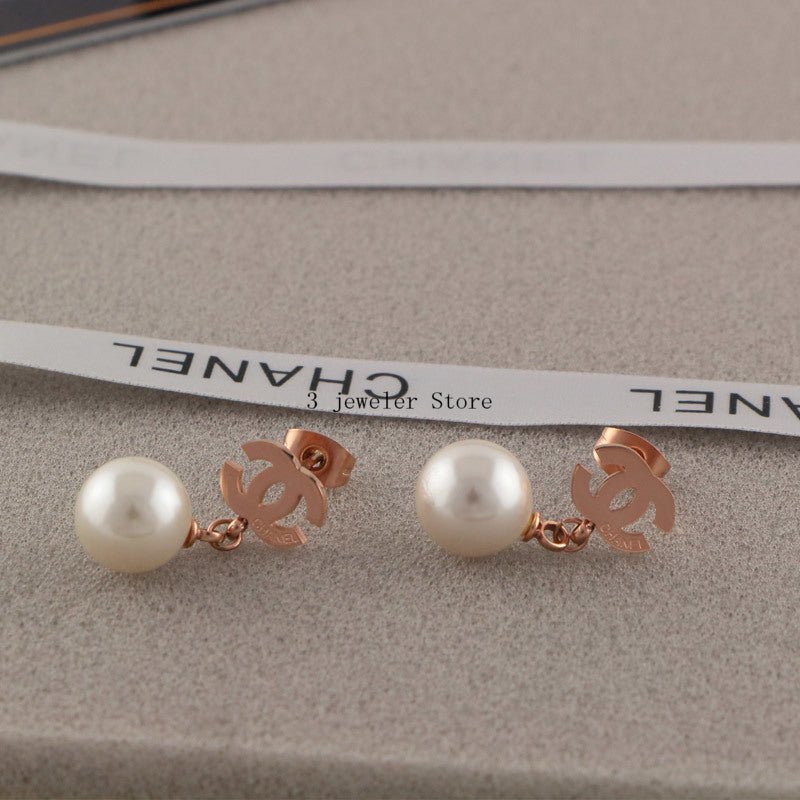 Alternative view of CHANEL Multi-Tone Metal CC Pearl Mini Drop Earrings