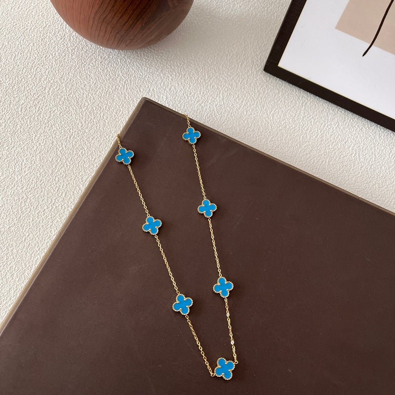 VCA 7 Motifs Turquoise 316L Steel Clover Necklace - Image 4