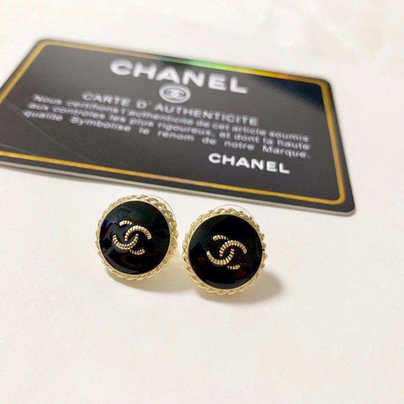 Chanel Twisted Rim Round Color Enamel Double C Studs - Image 3
