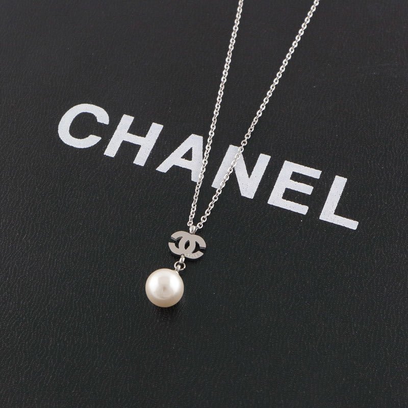 Chanel Three-Tone Metal Pearl CC Pendant Necklaces - Image 7