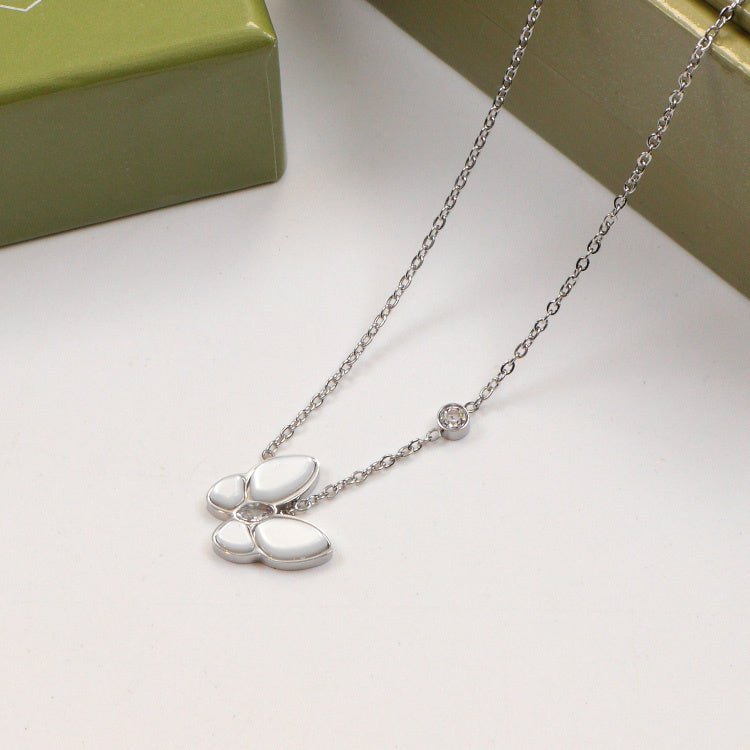 VCA White Shell Butterfly 316L Steel Necklace - Image 6