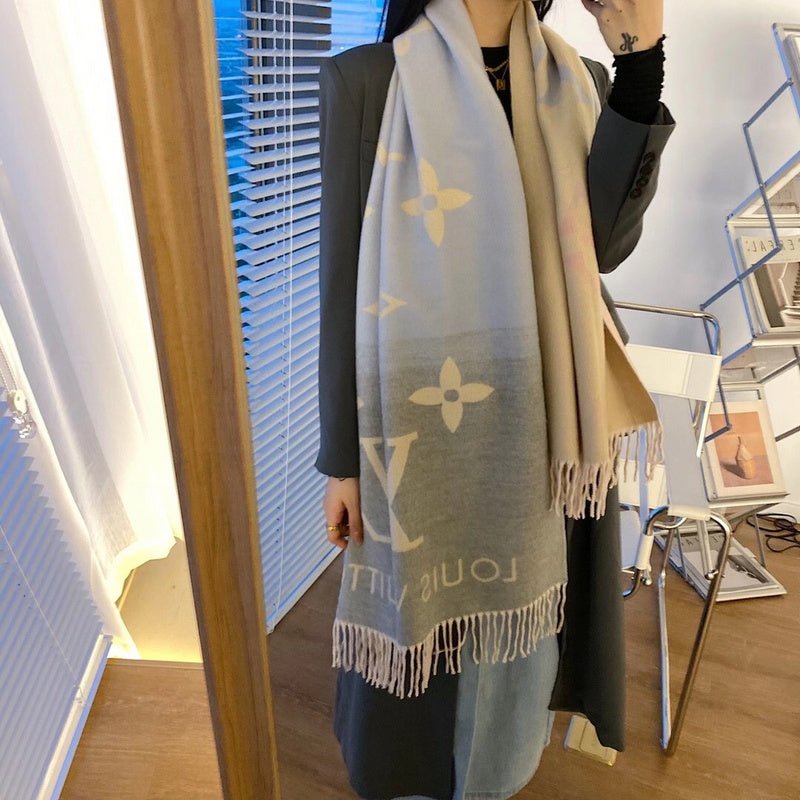LV Gradient Monogram Motifs Fringed Soft Scarf - Image 6