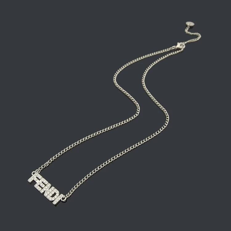FENDI Diamond Engraved Metal Letter Necklace - Image 3