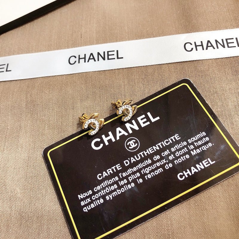 Alternative view of Chanel Two-Tone Crystal Double C Studs