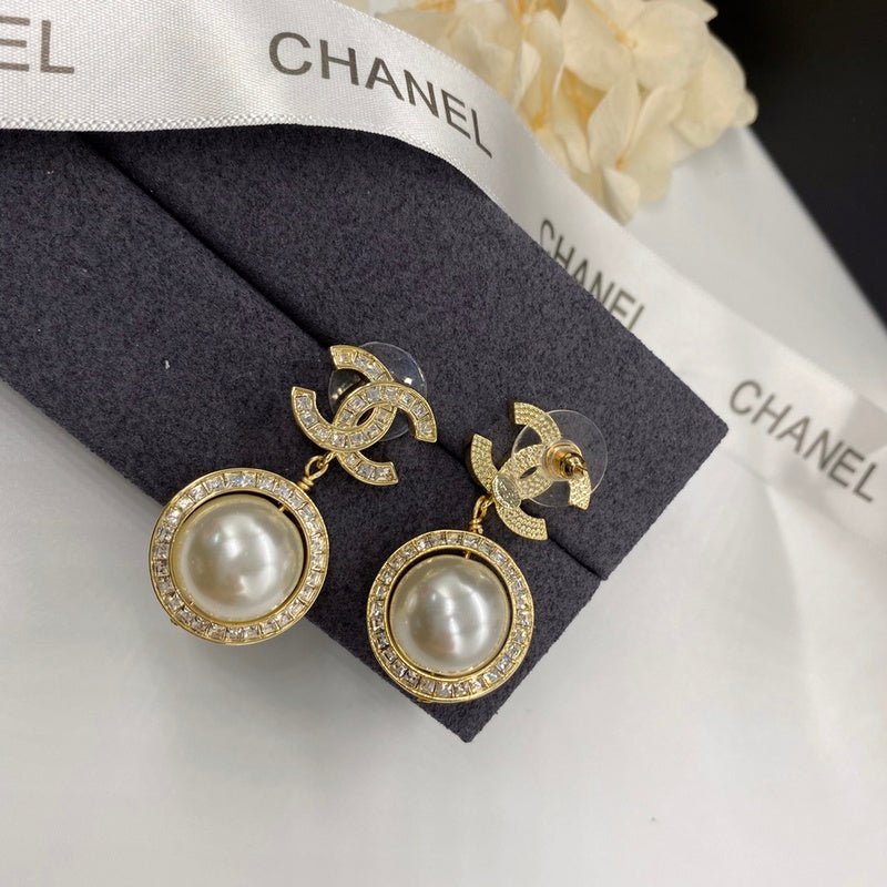 Alternative view of CHANEL Crystal CC Halo Pearl Drop Earrings