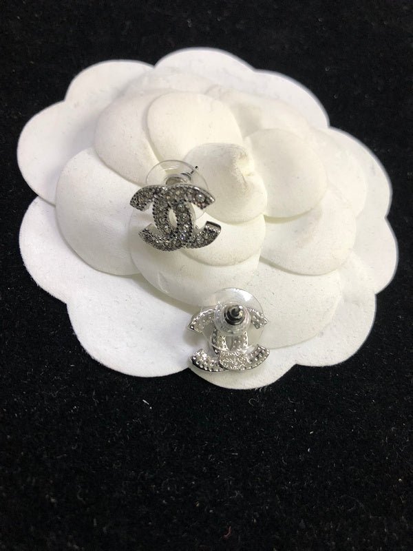 Alternative view of Chanel Full Paved Rhinestone Double C Stud Earrings