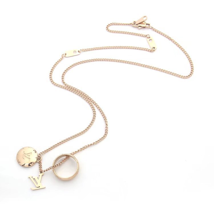 LV Two-Tone Logo Necklace - Image 8