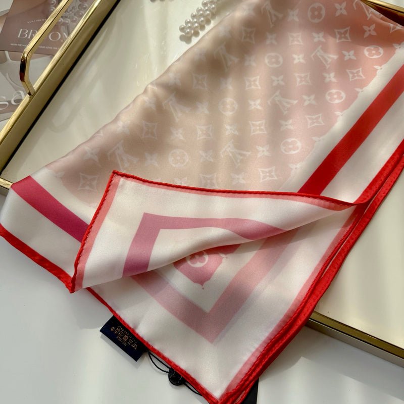 Alternative view of LV Pink White Gradient Monogram Print Silk Scarf