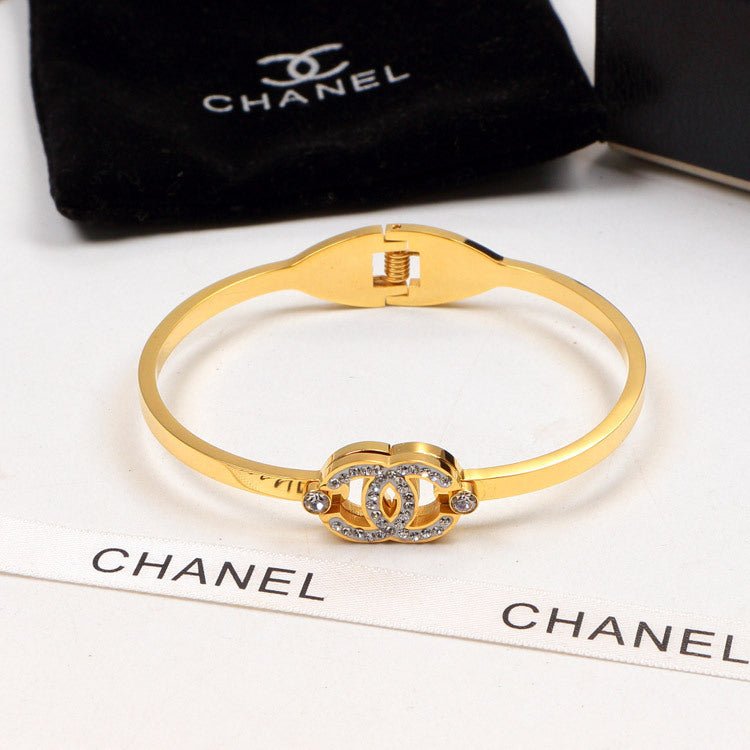 Chanel Paved Rhinestone Double C Cuff - Image 4