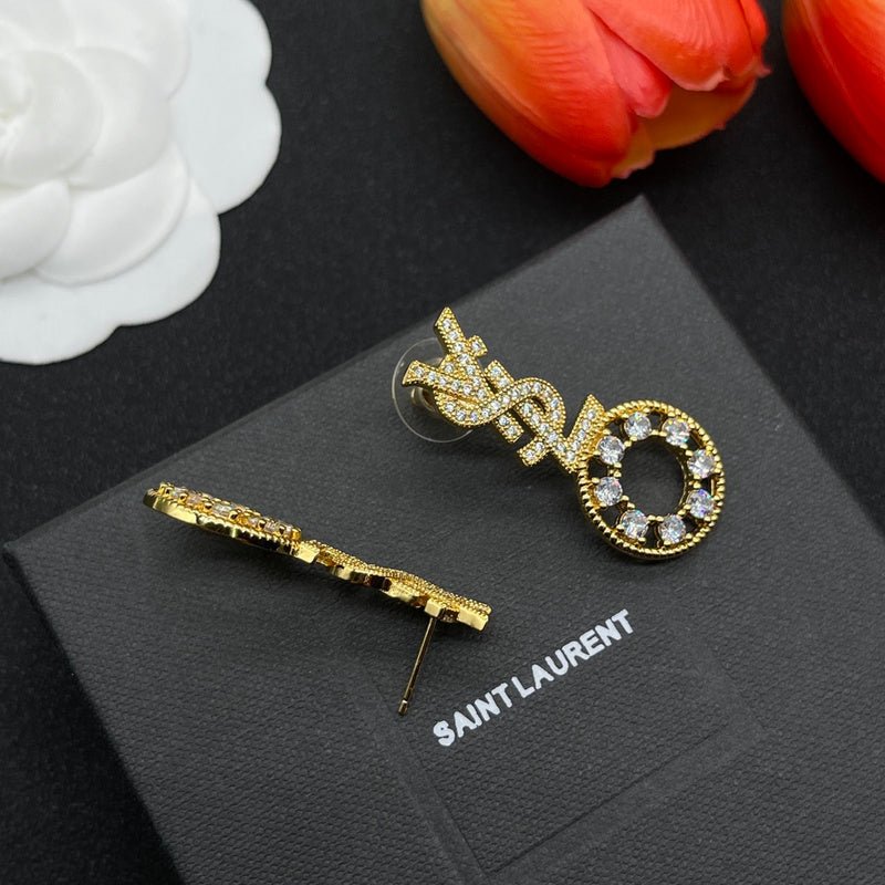 YSL Crystal Hoop Drop Earrings - Image 6