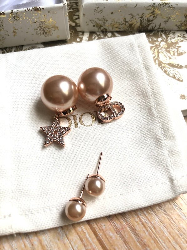 Dior Rose Gold Asymmetric Star Charm Earrings - Image 3
