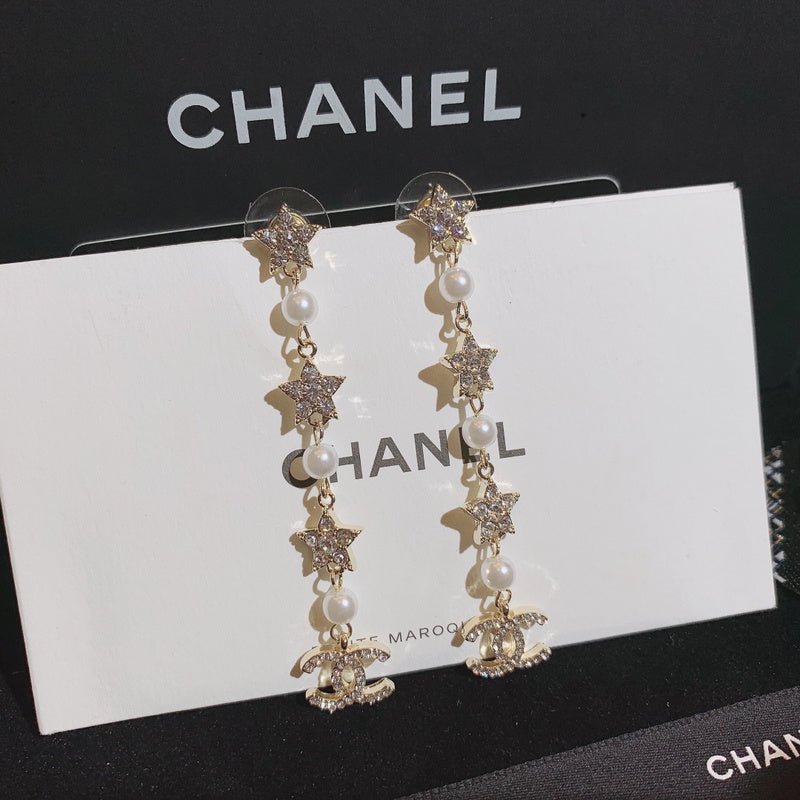 Chanel Star Pearl Long Drop Earrings - Image 7