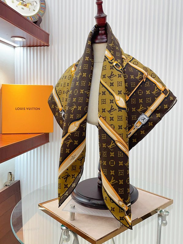 LV Classic Leather Hardware Printed Square Scarf - Image 8