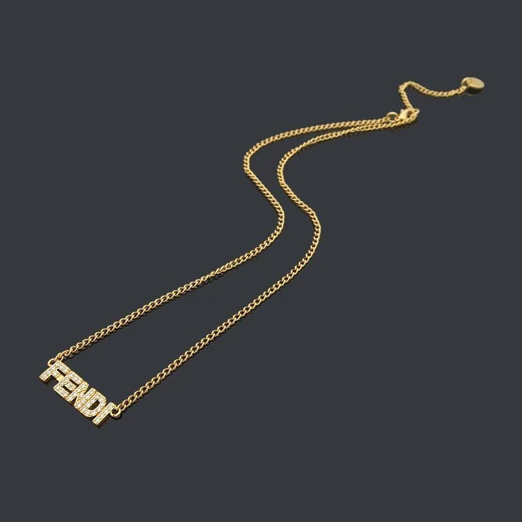 Alternative view of FENDI Diamond Engraved Metal Letter Necklace