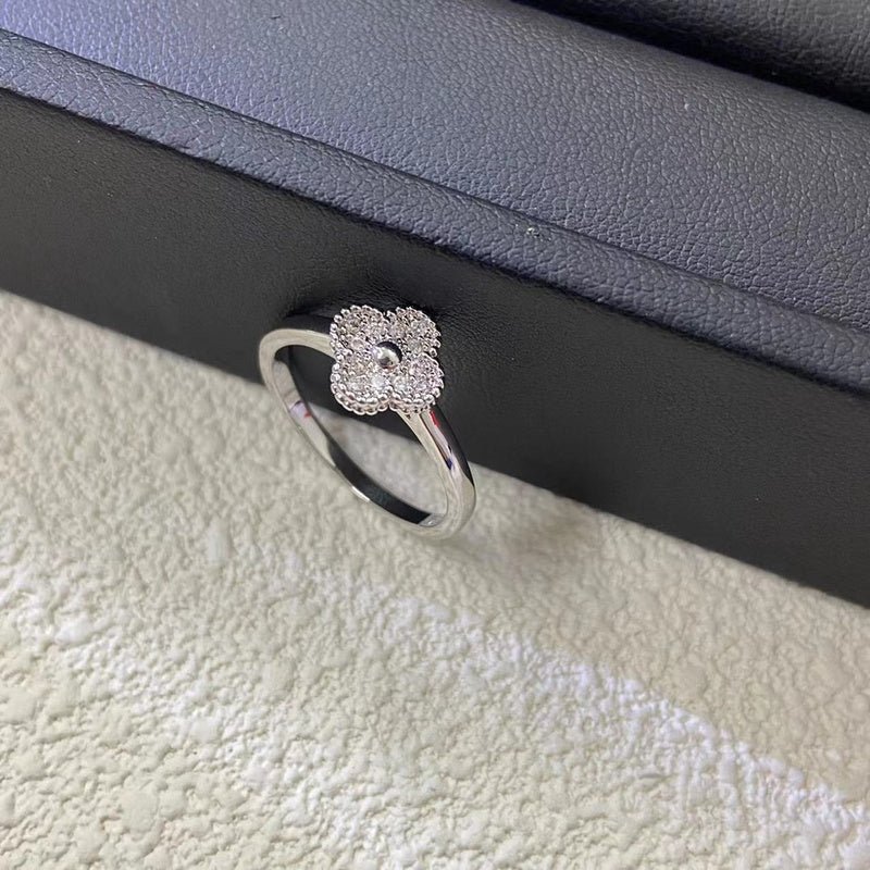 Mini Full Paved Zircon Clover Dainty Ring - Image 7