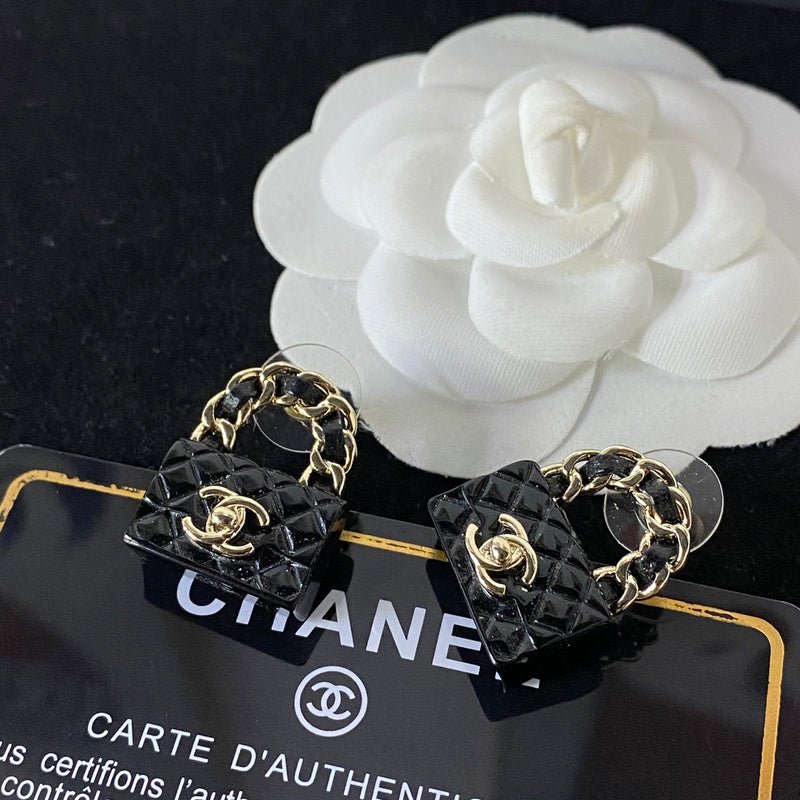 Alternative view of Chanel Quilted Handbag Shape Stud Earrings