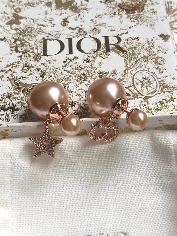 Dior Rose Gold Asymmetric Star Charm Earrings - Image 4