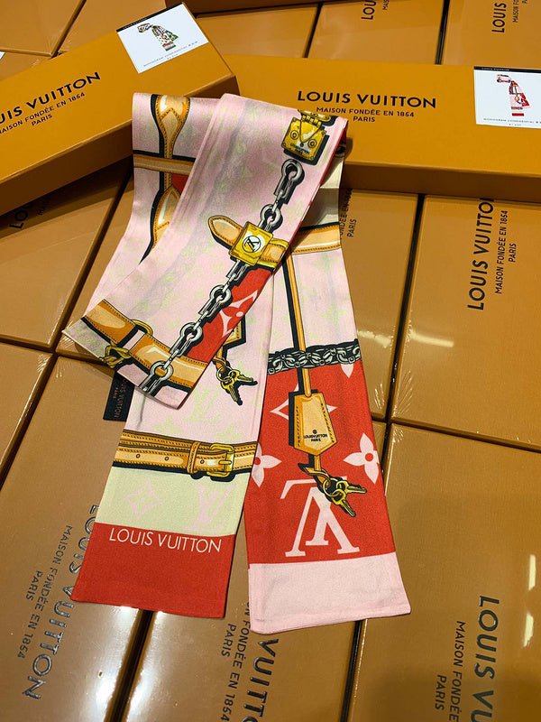 LV Leather Hardware Print Monogram Twilly Scarf - Image 14