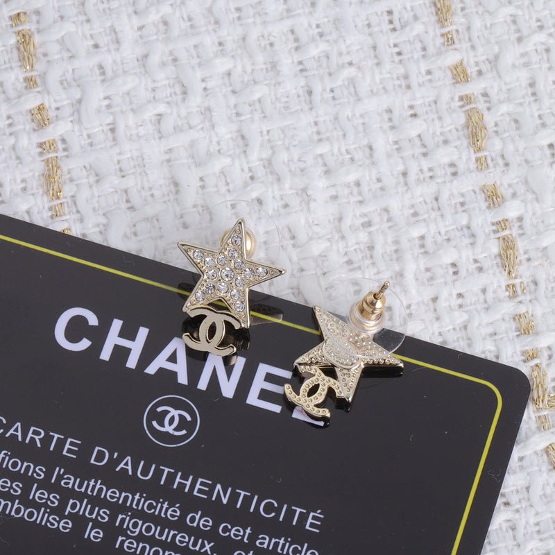 Chanel Star Crystal CC Stud Earrings