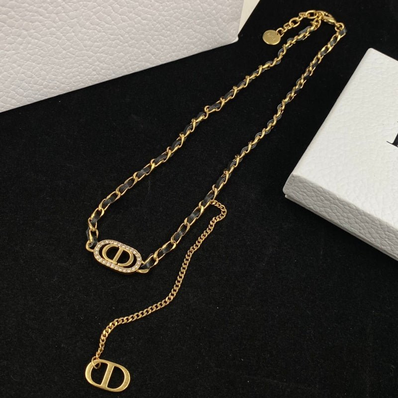 Dior Leather Chain CD Necklace