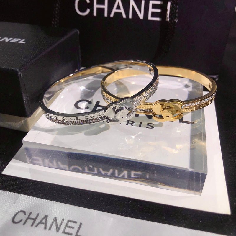 Chanel Half Rhinestone Gold Silver - Image 3