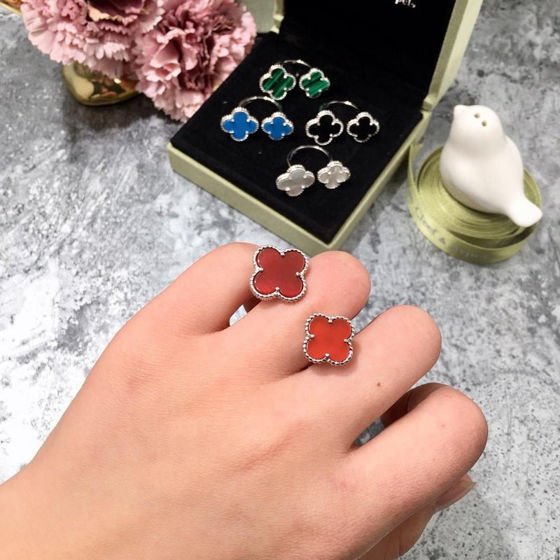 Alternative view of Dual Clover Open Adjustable Band Ring