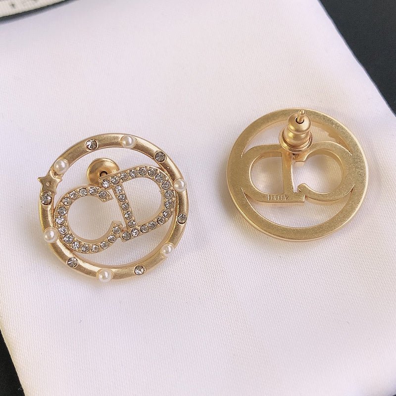 Dior Crystal Pearl Earrings - Image 3