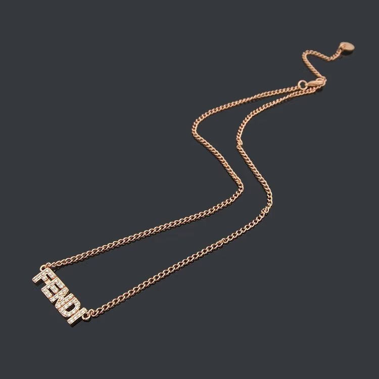 FENDI Diamond Engraved Metal Letter Necklace - Image 4