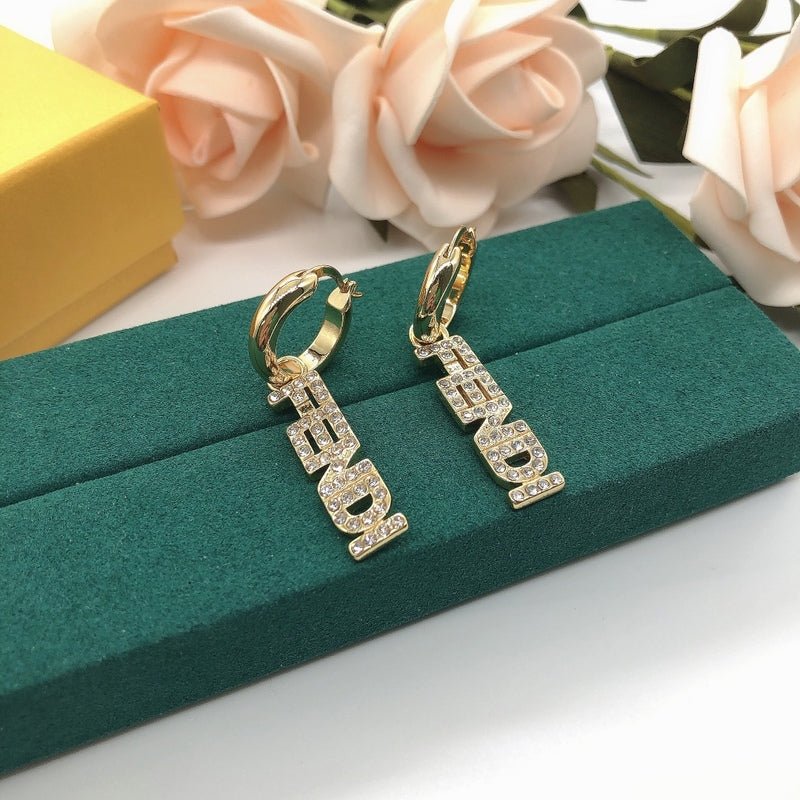 FENDI Diamond-Set Metal Letter Stud Earrings
