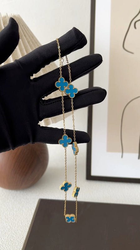 VCA 7 Motifs Turquoise 316L Steel Clover Necklace - Image 8