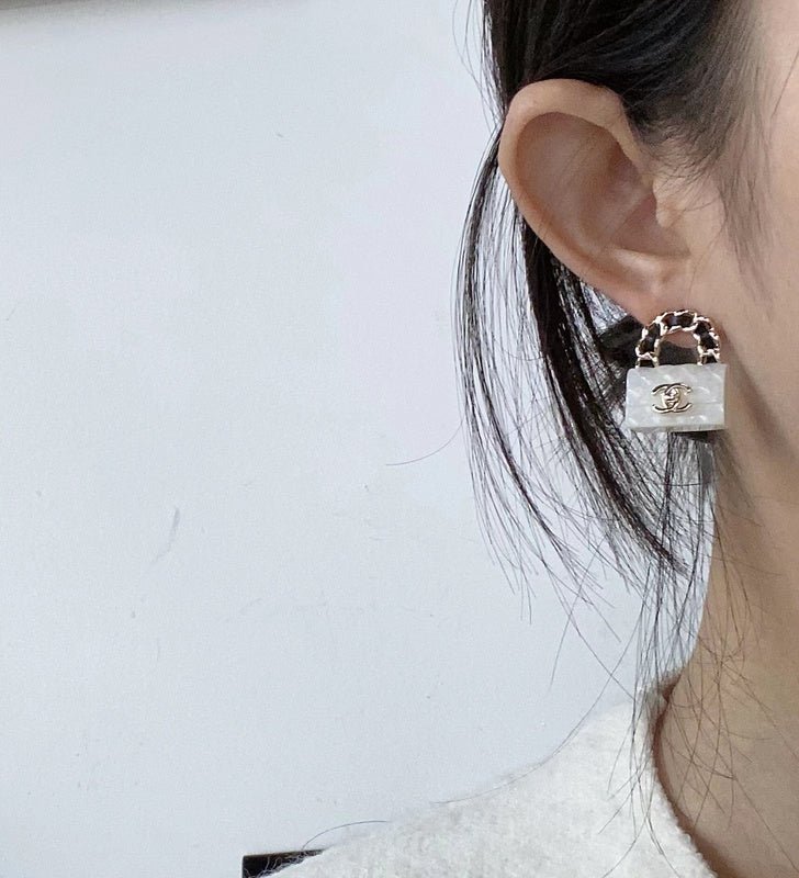 Chanel Quilted Handbag Shape Stud Earrings - Image 12