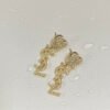 YSL Crystal Heart Logo Earrings