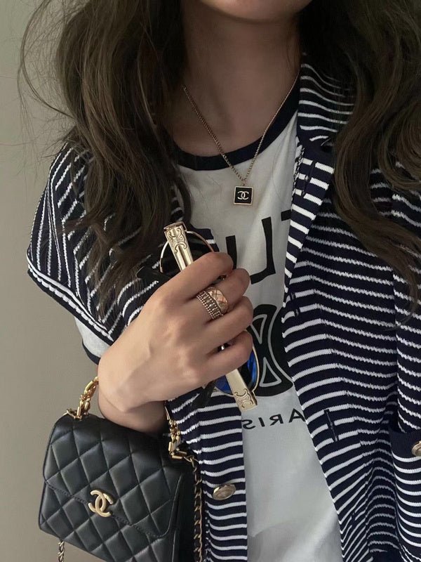 Chanel Square Enamel Frame Double C Necklace - Image 5