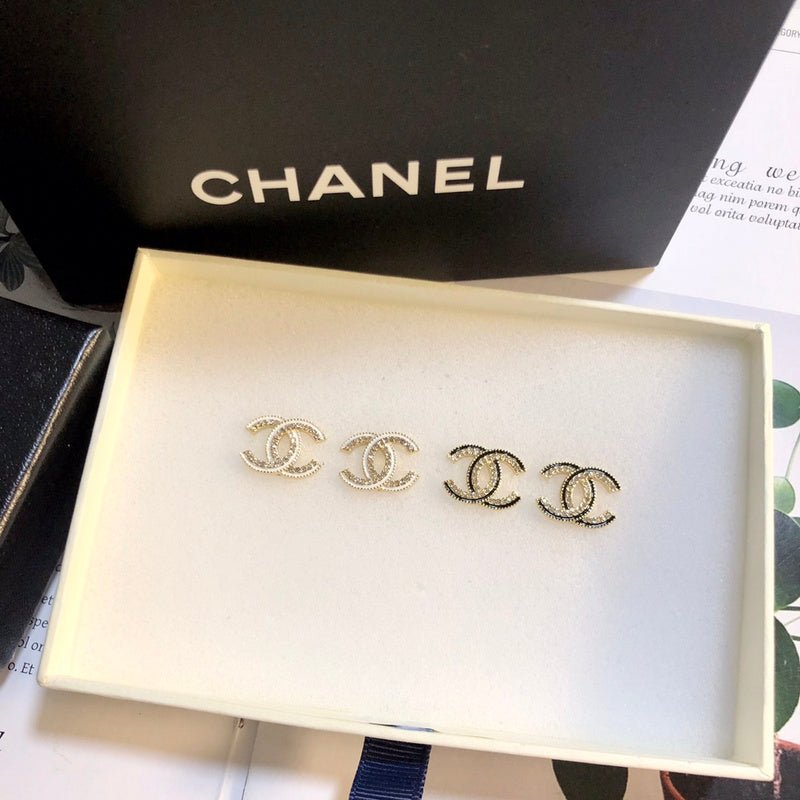 Chanel Mini Plain Double C Flat Stud Earrings