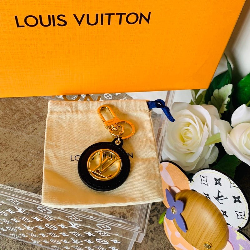 Alternative view of  LV Round  With Gold-Tone Logo Keychain