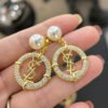 YSL Pearl Crystal Hoop Logo Earrings