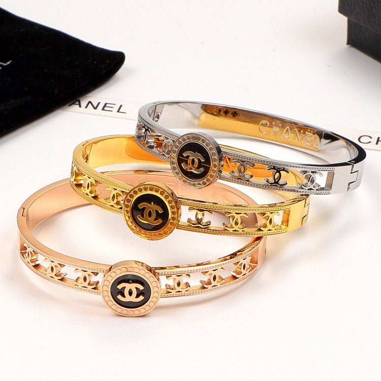 Alternative view of Chanel Hollow Star Double C Round Bangle Set