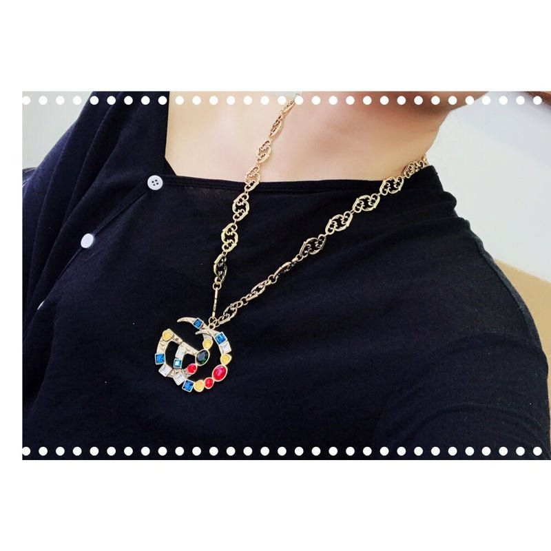 GUCCI Color Gem Hollow GG Necklace - Image 5