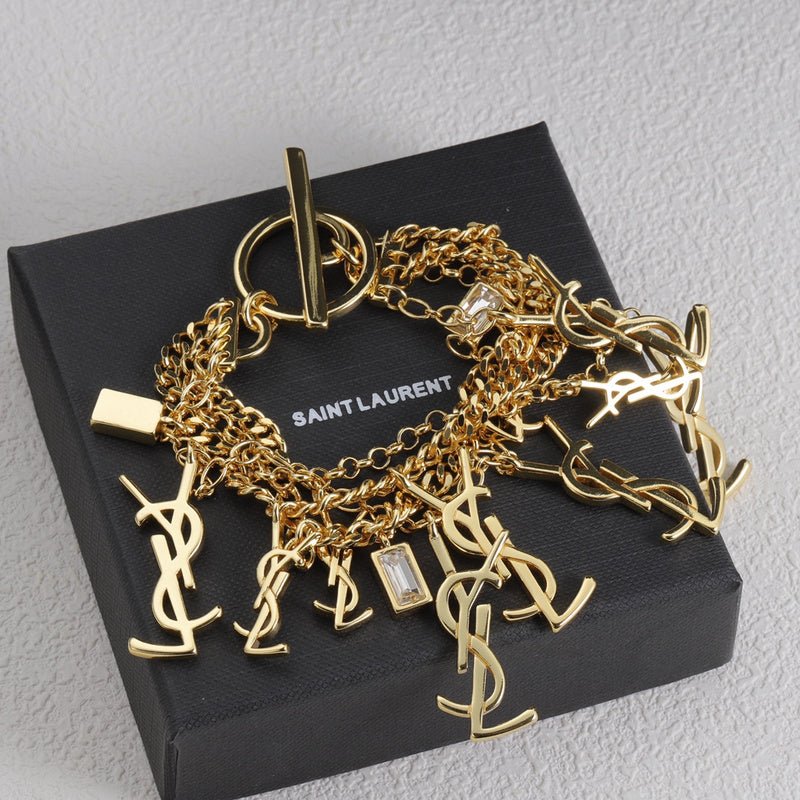 YSL Multi-Charm Logo Bracelet