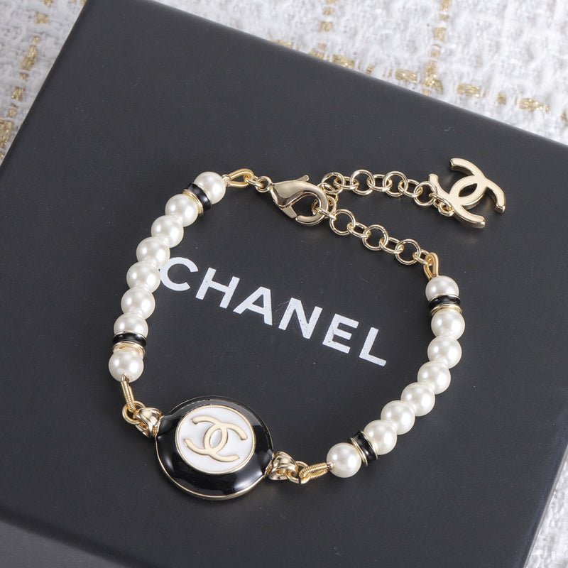 Chanel Pearl Enamel Double C Bracelet