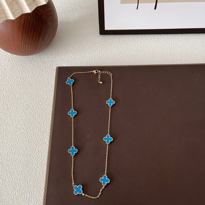 VCA 7 Motifs Turquoise 316L Steel Clover Necklace - Image 7