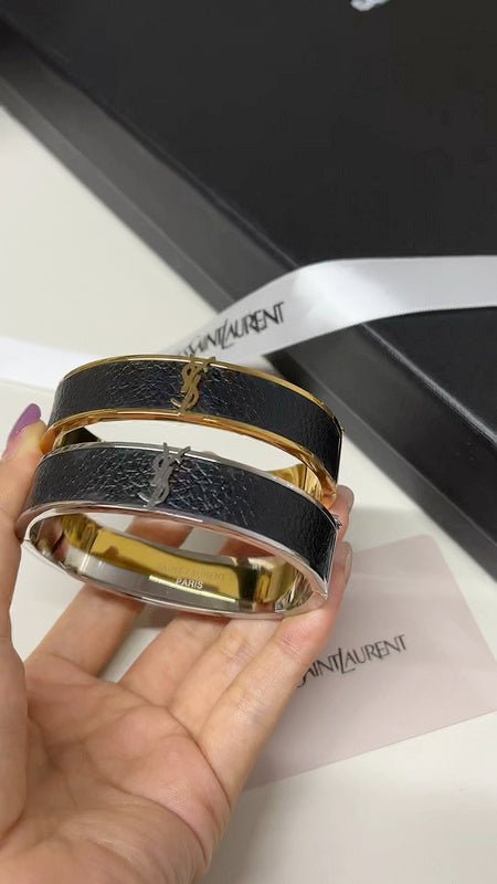 YSL Leather Inlay Bangle - Image 5