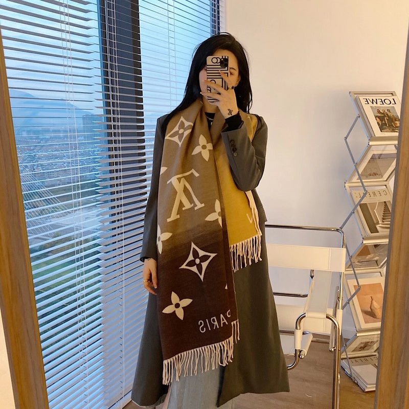 LV Gradient Monogram Motifs Fringed Soft Scarf - Image 18