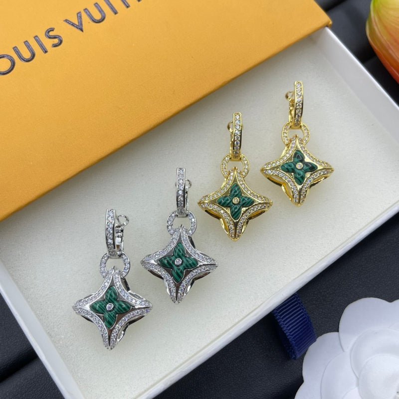 LV Malachite & Crystal Earrings