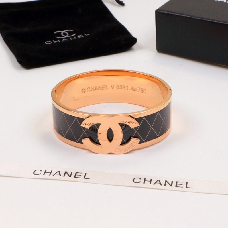 Alternative view of CHANEL Quilted Enamel Multi-Tone CC Wide Bangle Set