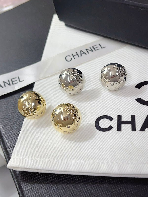Chanel Two-Tone Round Stud Earrings - Image 3