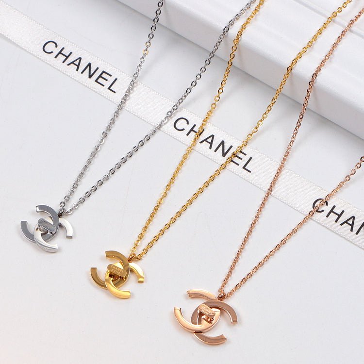 Chanel Three-Tone Polished Double C Necklace