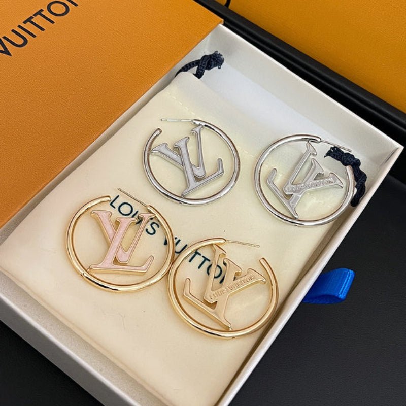LV Logo Hoop Earrings
