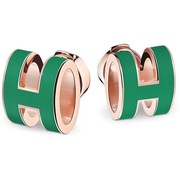 Hermès Pop H Green Enamel & Gold Earrings - Image 3