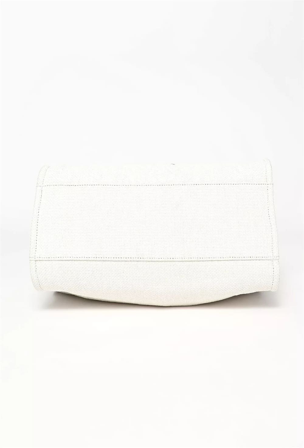 Chanel Deauville Canvas Tote Bag (Large White) - Image 11